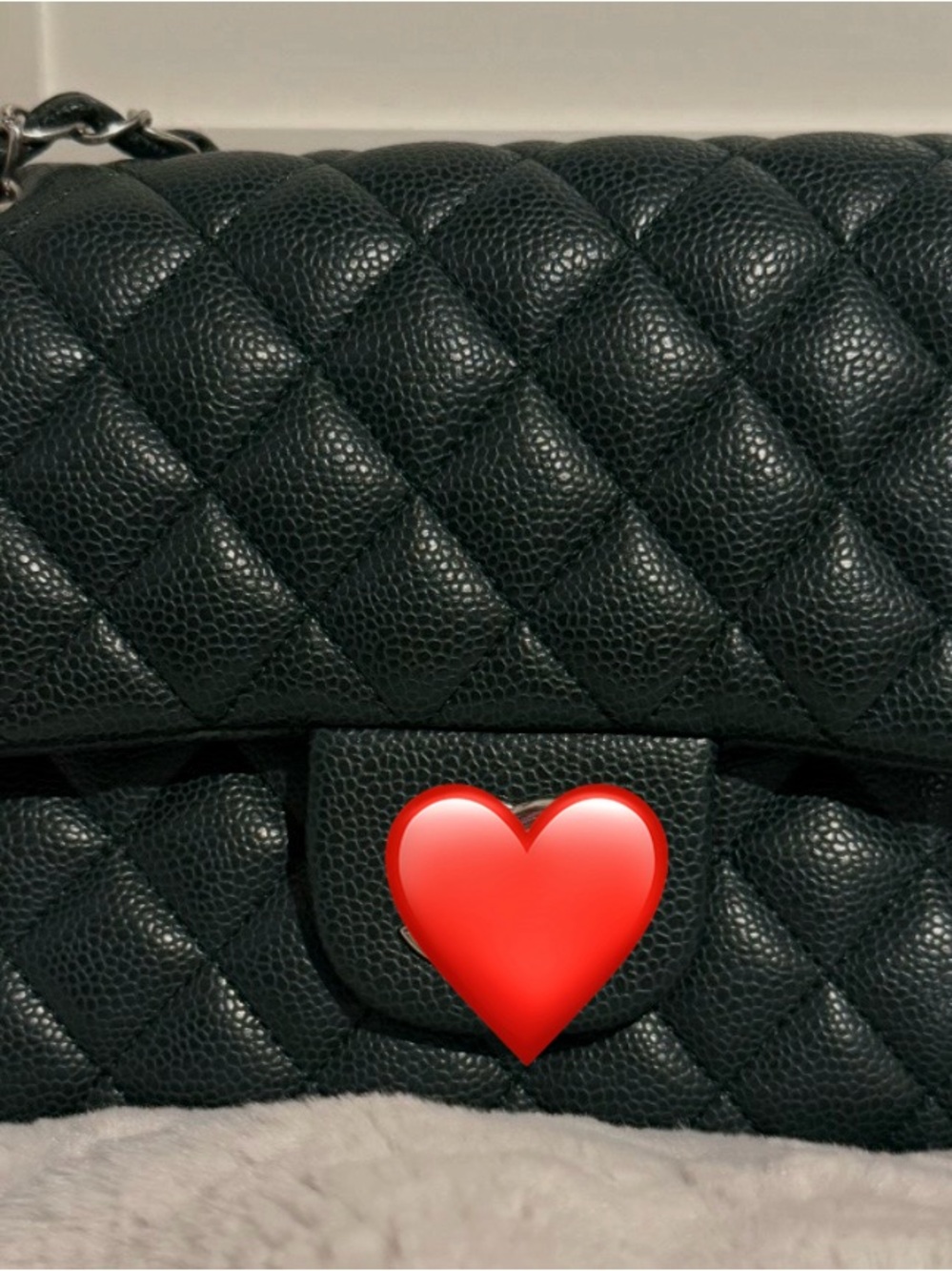 Forest Green Quilted Leather Shoulder Bag with silver hardware